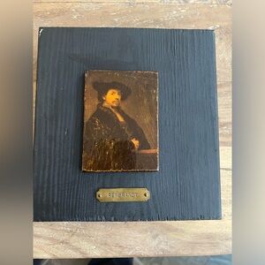 Vintage lithograph on wood rembrandt